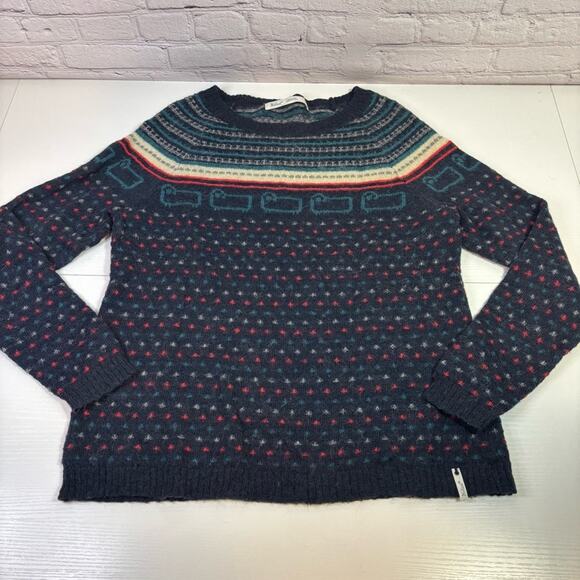 Woolrich Bateau Fair Isle Sheep Print Mohair Wool Blend Sweater Large F0117 - Picture 3 of 8